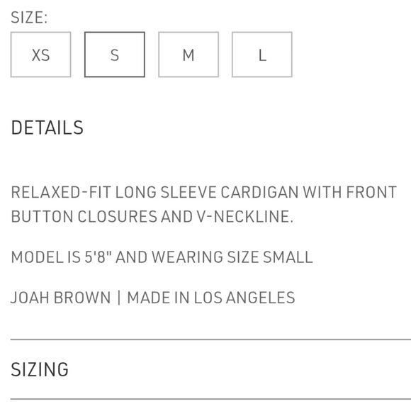BRAND NEW Joah Brown Relaxed V-Neck Cardigan size Small - Picture 6 of 11